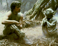 STARWARS - Yoda utilisant LA FORCE devant Luke.